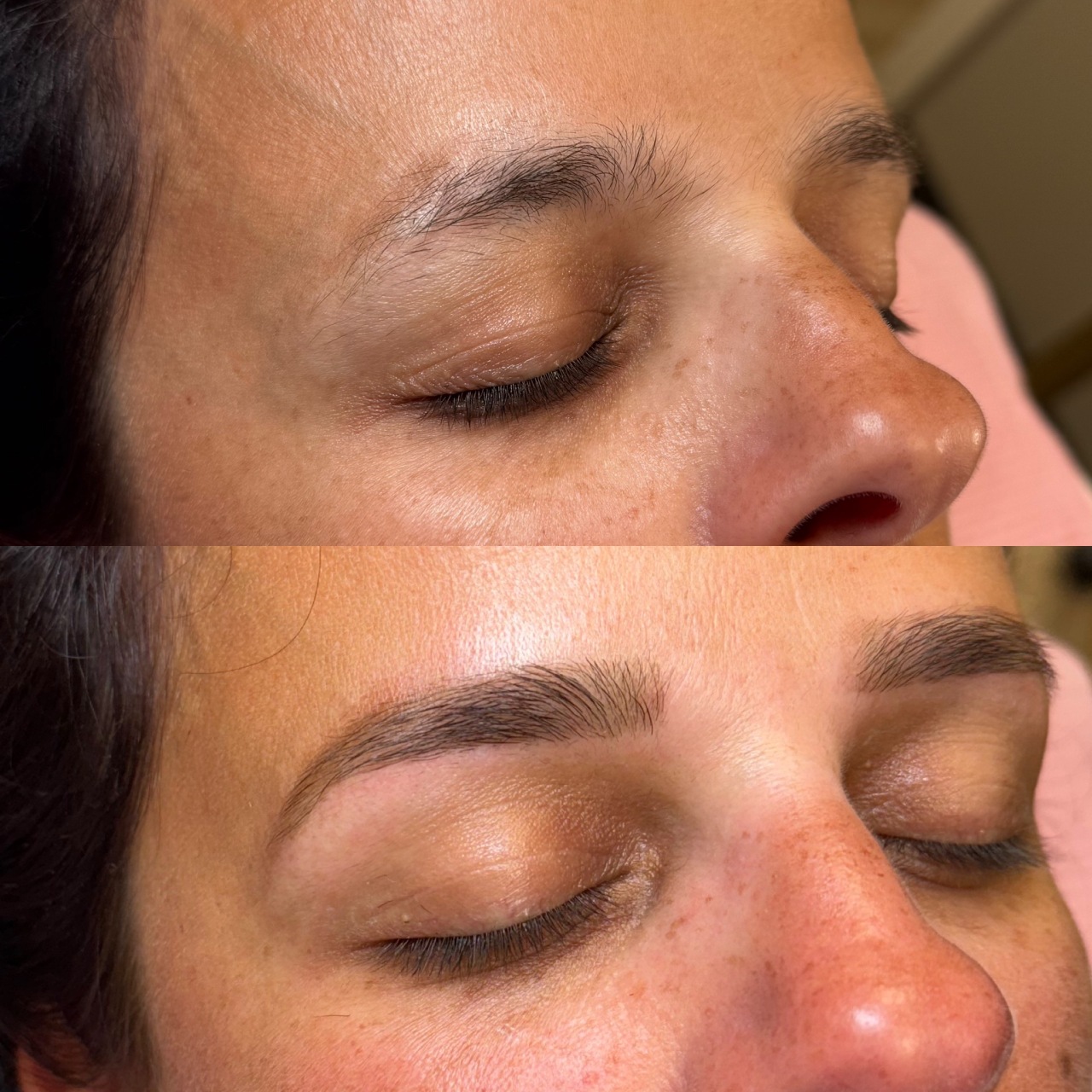 Before and after eyebrow services at Care Esthetics Delaware