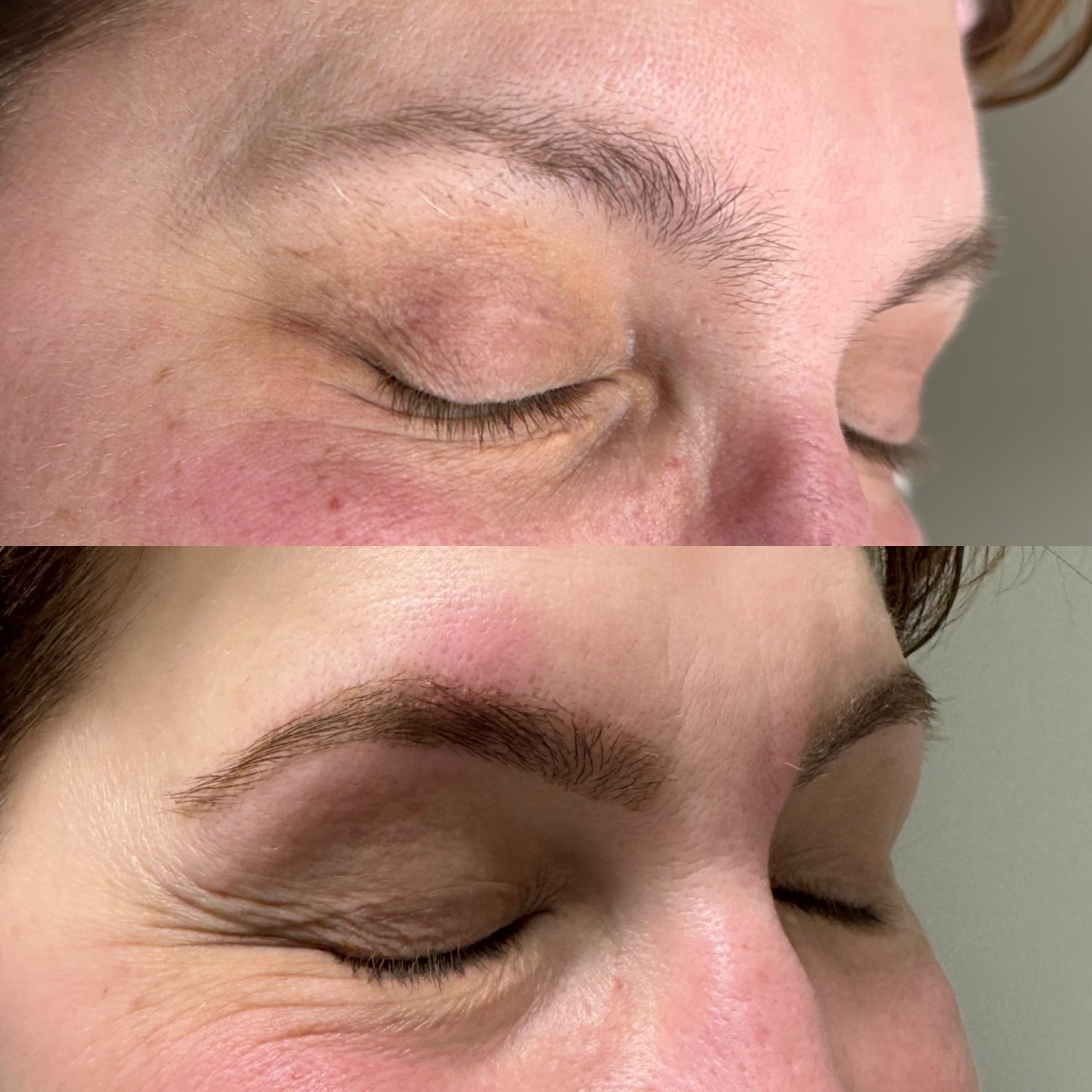 Before and after brow services at Care Esthetics Delaware