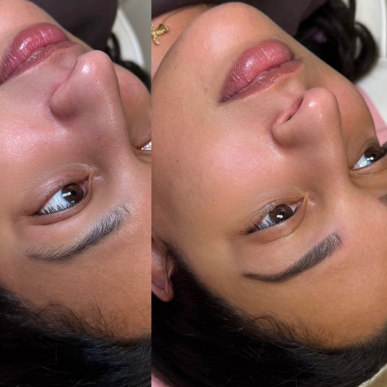 Before and after eyebrow treatment at Care Esthetics Delaware